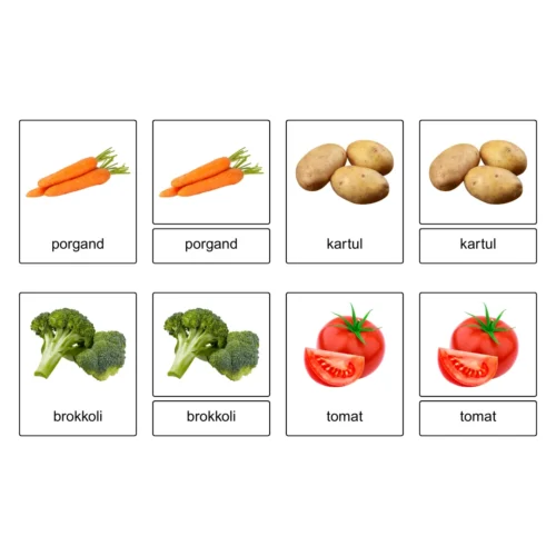 Kolmeosalised õppekaardid - Köögiviljad