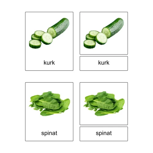 Kolmeosalised õppekaardid – Köögiviljad 2