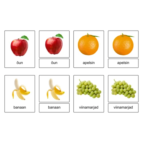 Kolmeosalised õppekaardid - Puuviljad