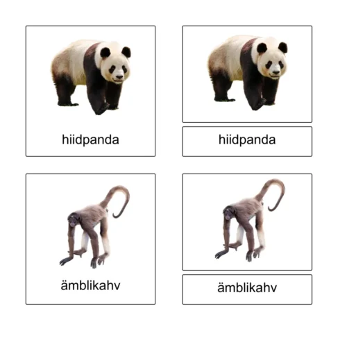 Ohustatud liigid maal - Montessori 3-osalised kaardid