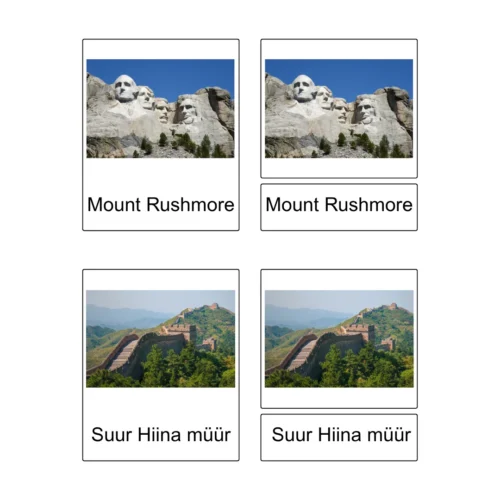 Kolmeosalised õppekaardid - Maailma vaatamisväärsused