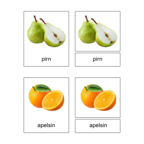 Kolmeosalised õppekaardid - Puu-ja juurviljad